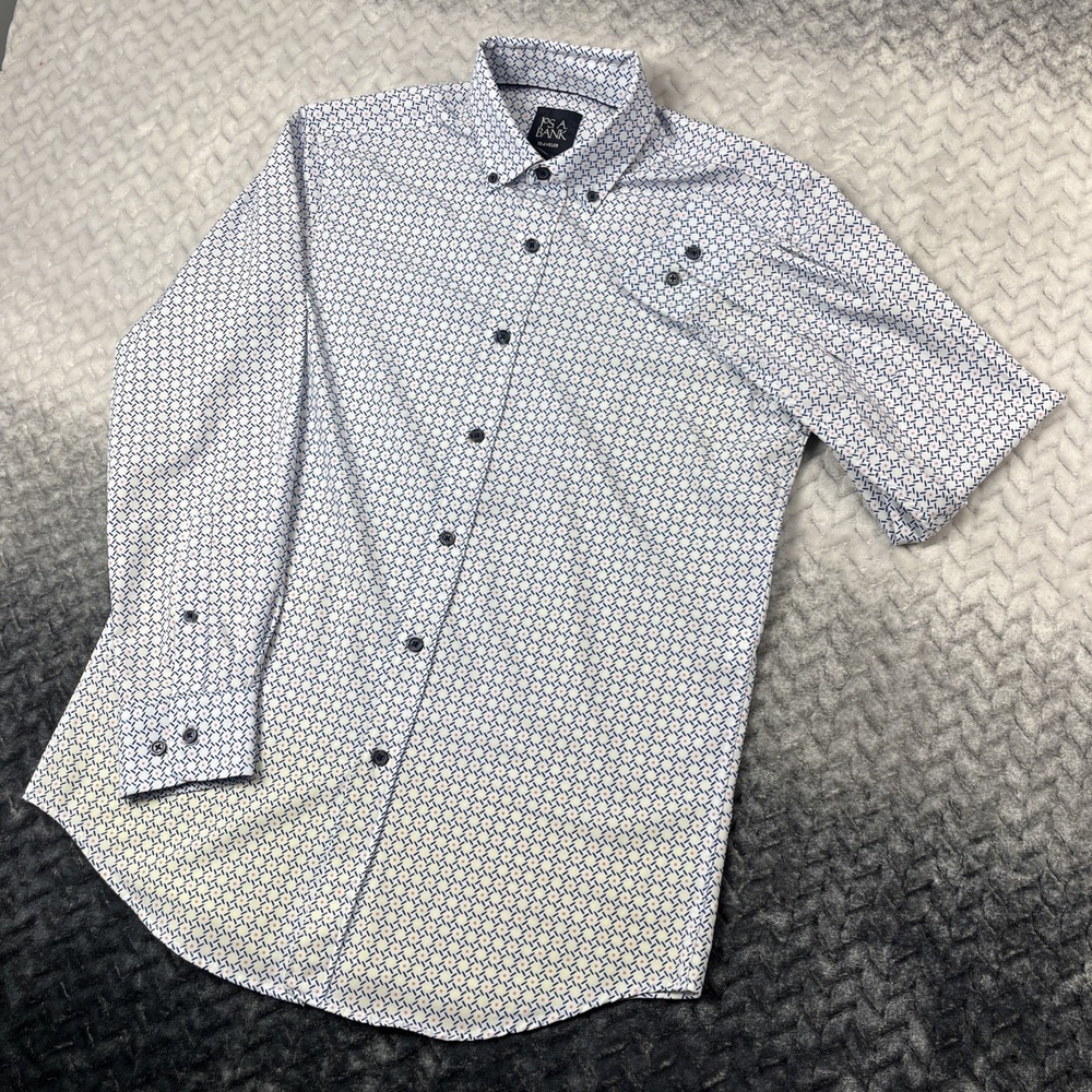 Jos A Bank‎ Shirt S Geometric White Gradient Traveler Performance 4 WAY Stretch